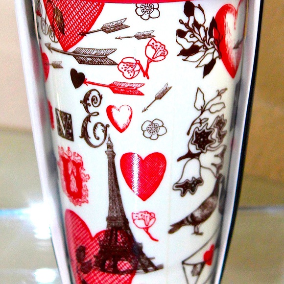 CIROA REUSE ME TRAVEL MUG HEARTS PARIS LANDMARKS SILICON LID COFFEE 10 OZ MULT… - Picture 2 of 4